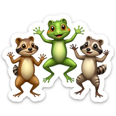 Frog dancing with raccoons  sticker
