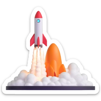 rocket ship blasting off sticker