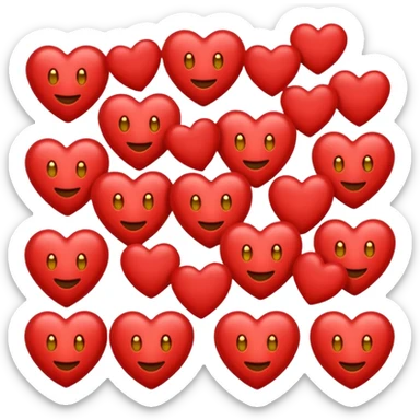 Un emoji classique avec plein de cœur autour de lui et avec les pommettes rouges sticker