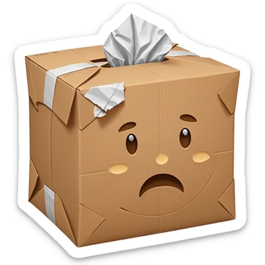 Generate a realistic emoji of a package being damaged. The emoji is simple and has no facial expressions sticker