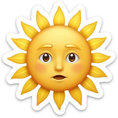 Sun with frown and sun rays around it sticker