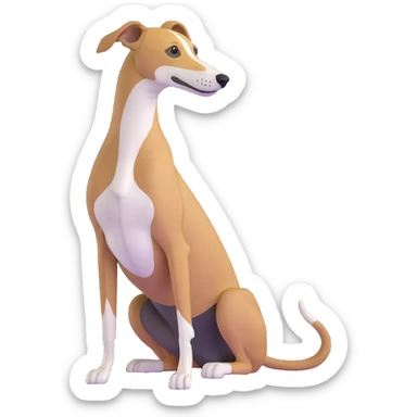 full body greyhound dog sitting pose, iOS 18 look sticker