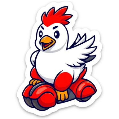 red hawk mascot riding a chicken sticker