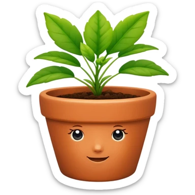 flower pot with a small plant sticker