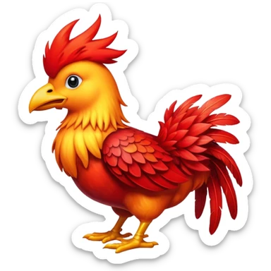 Red chocobo from Final Fantasy, fiery crimson bird sticker