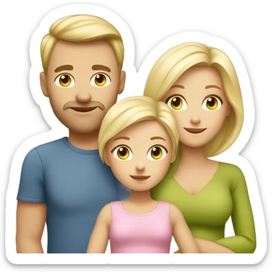 Caucasian family of four, blonde parents, pregnant mom, 2 toddler girls one blonde one brunette sticker