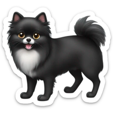 pomeranian, black cat and gray mouse sticker