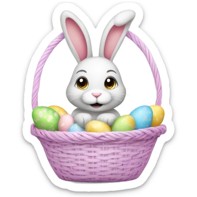 easter bunny with egg light pink basket sticker