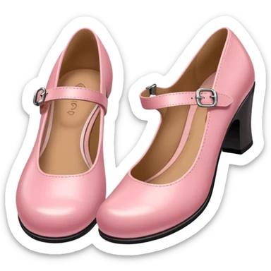 Has a rounded toe and a strap across the instep — one pink pair resembles this style.Mary Jane sticker