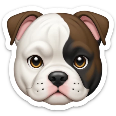 Black and white American bulldog black body white head black around one ear and I sticker