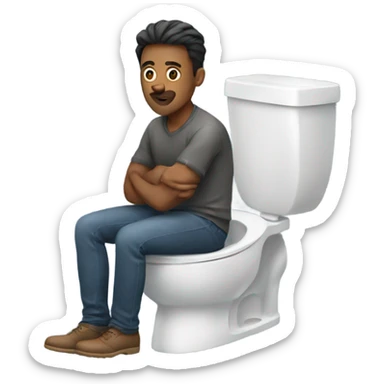 Man sitting on toilet sticker