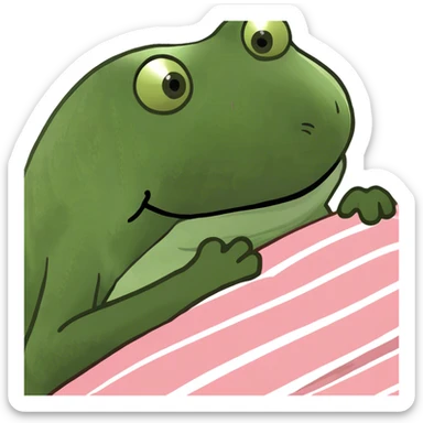 sleeping on bed, no hat sticker