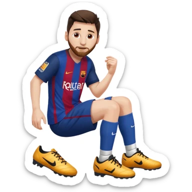 Messi arreglando  zapatos sticker
