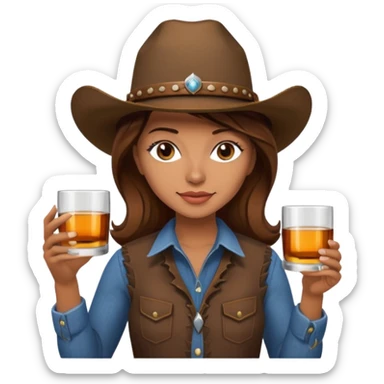 Cowgirl with whiskey sticker