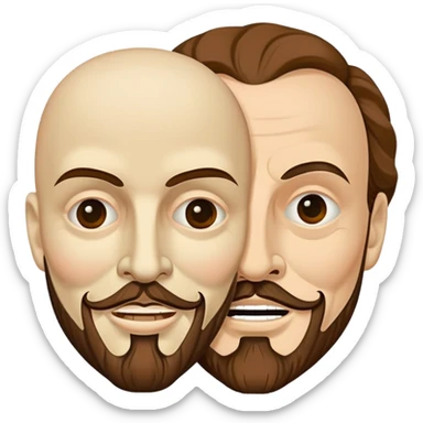 Shakespeare with theatrical comedy and tragedy masks sticker