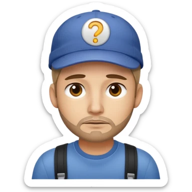 Tech developer going back to work after christmas holidays, looking tired and wearing a cap sticker