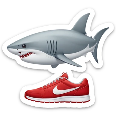 Un tiburón co tres pies y tenis Nike  sticker