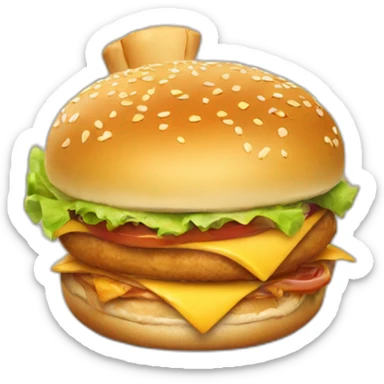 a chicken burger flexing sticker