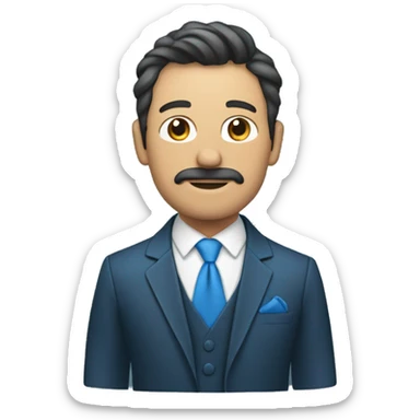 hombre con traje azul y cara hecha con papeles sticker