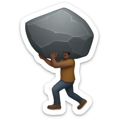 person carring big stone sticker