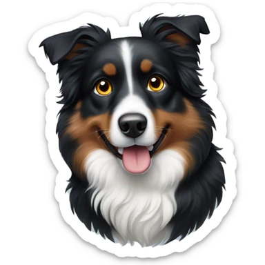 Small black australian shepherd dog winter background  sticker