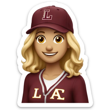 Blonde girl smiling wearing university of Chicago Loyola hat sticker