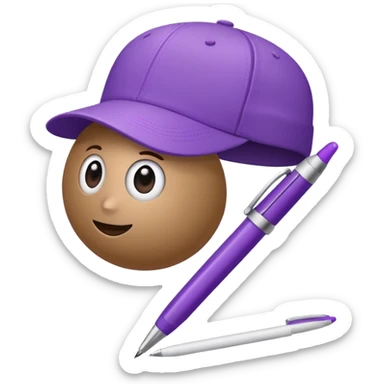 A plastic brown ball cap and the long rectangle purple. (With a pen) And looks like a BFDI style sticker