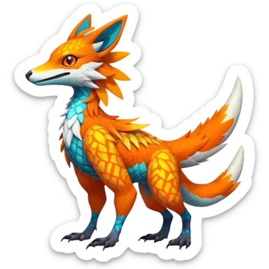 Colorful Fruity Neon Warm-colored Tropical Exotic Vernid-Sergal-Trico-Silvally-Nargacuga-fusion-hybrid-animal-creature, full body sticker