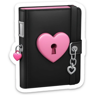 emo black notebook with a pink lock sticker