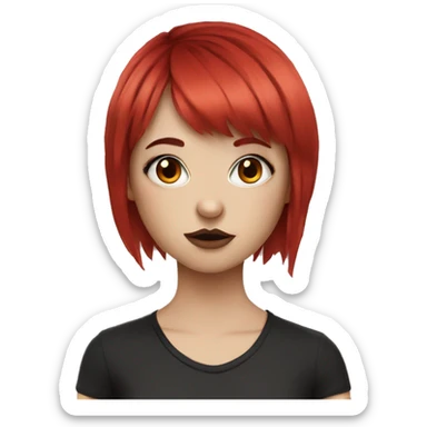 girl with red hair with bangs and emo makeup sticker