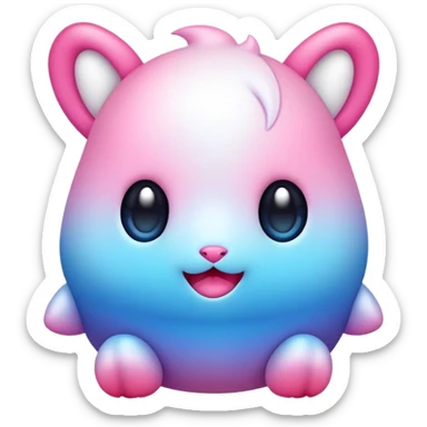 Cute cool kawaii pink-white-blue-gradient fakemon-digimon-creature sticker
