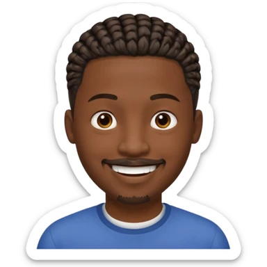 Hazme un emoji de un hombre negro con trenzas cortas y una pequeña perilla sin bigote sticker