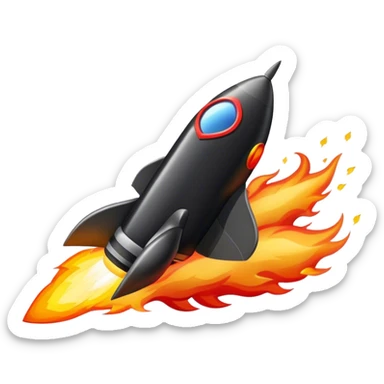 driving fine black rocket with fire color france sticker