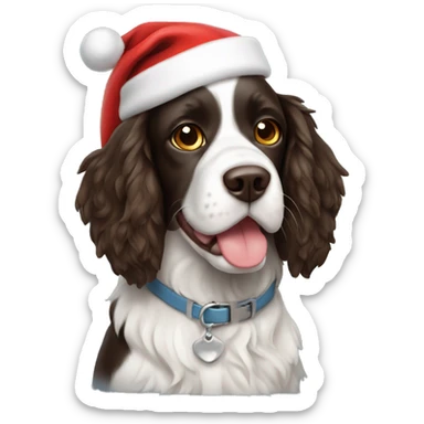 Springer spaniel with Santa hat sticker
