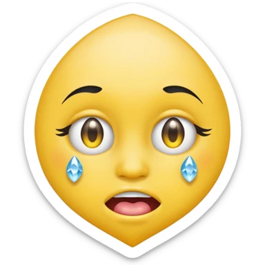 yellow round grimacing emoji iced out diamond grill single teardrop tattoo under eye sticker