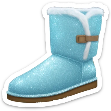 Realistic light blue glitter and fur Ugg boots. sticker