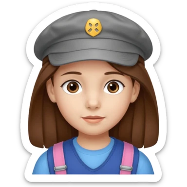 Une fille qui s’appelle Angèle aux cheveux marrons de neuf ans, qui adore les Capi, barra et aux yeux gris sticker