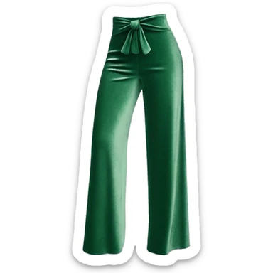 Realistic isolated velvet emerald green high waist wide leg long length dressy casual pants. sticker