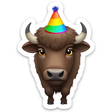 Bison with party hat  sticker