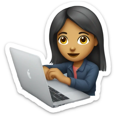 girl working on macbook as a graphic designer  sticker