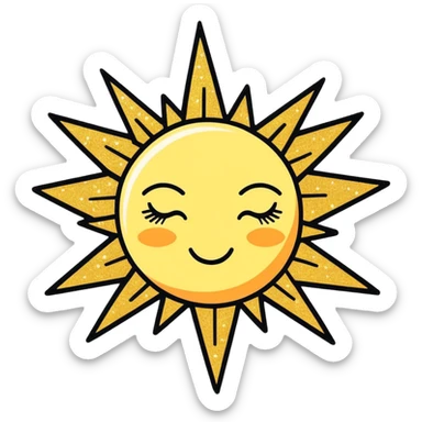 Glitter Vintage Sun sticker