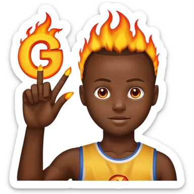 hand numebr 3 sign with fire and person like stephen curry and make like an emoji  with just circle head and with a hand number 3 sticker