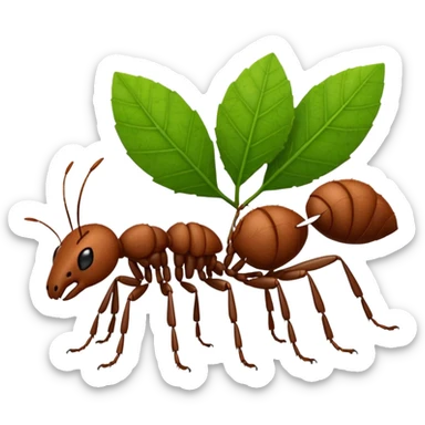 two leaf cutter ants walking in a line sticker