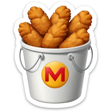 ai aik bucket banao full of nuggets and os par aik red colour ka old ma bana ha sticker