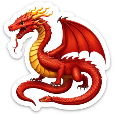Red dragon with fire full in snake model sticker