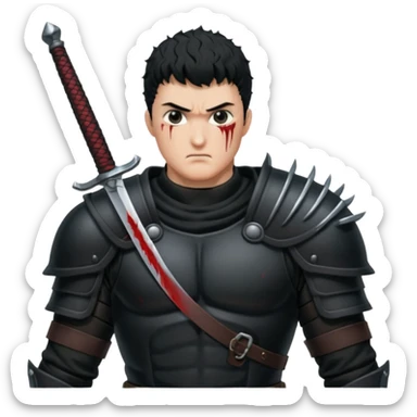 Guts del manga de berserk con su estilo característio sticker