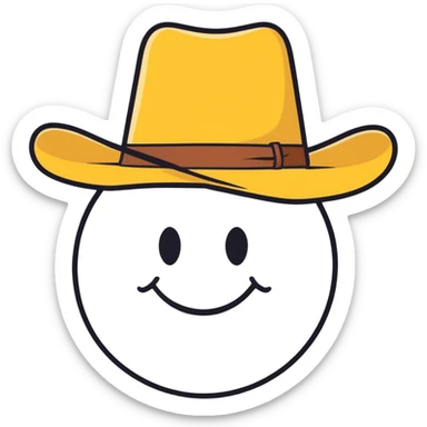 Smile, smiley face wearing a cowboy hat sticker