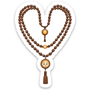 monk necklace object icon, wooden prayer beads with simple pendant, spiritual minimal design, natural wood texture, subtle sacred aura, 3D cartoon style, mobile game icon style, centered, clean background, no text, no watermark
 sticker