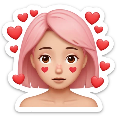 Embarrassed with hearts around  sticker