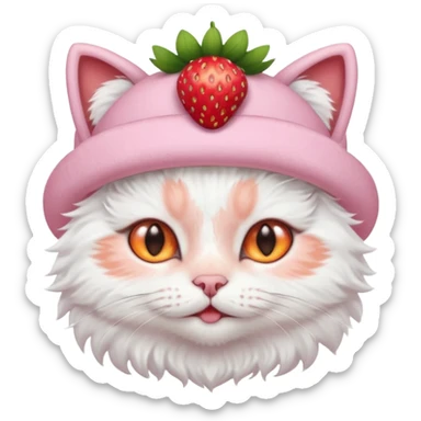 I want a cute cat with a strawberry hat sticker